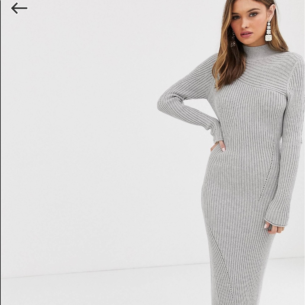 ASOS Maxi Ribbed Gray Dress 4